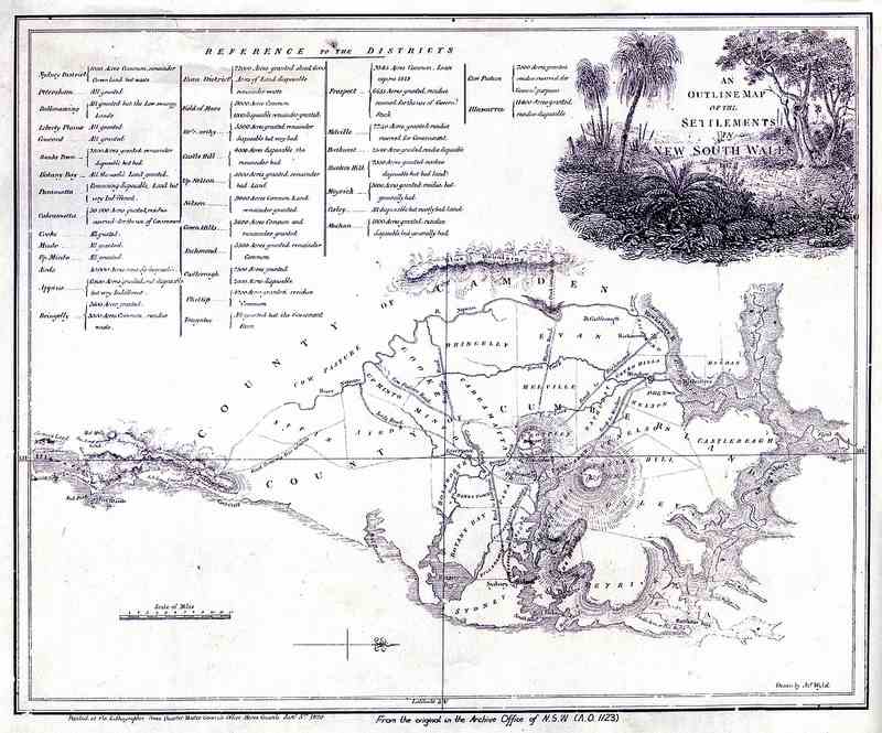 An Outline Map of the Settlements in NSW 1817 | by Blue Mountains Library, Local Studies